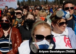 Акция протеста против мусорного полигона в Волоколамске, апрель 2018 г.