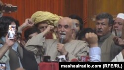 A gathering against merging Pakistan's tribal areas with Khyber Pakhtunkhwa province in October.