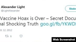 Tvit iz 2012. koji kaže da je "prevara" o vakcinama otkrivena i da "tajni dokumenti otkrivaju šokantnu istinu".
