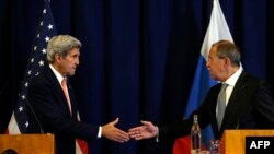 Джон Керри и Сергей Лавров во время переговоров по Сирии 9 сентября