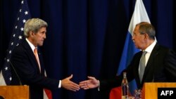 Джон Керри и Сергей Лавров после на переговоров по Сирии, Швейцария, сентябрь 2016 года