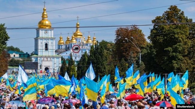 Під час відзначення 1030-річчя хрещення України-Русі під гаслом «За єдину помісну церкву». Київ, 28 липня 2018 року