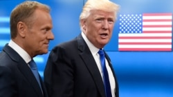 Polish Prime Minister Donald Tusk (L) and US President Donald Trump. (file photo)