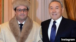 Франция президенті Франсуа Олланд пен Қазақстан президенті Нұрсұлтан Назарбаев.