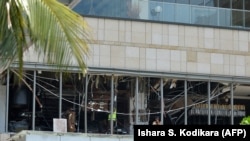 La locul uneia din explozii, la Hotelul Shangri-La, la Colombo, 21 aprilie 2019