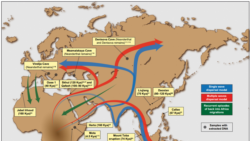 Карта на миграцията на ранния човек от Африка към целия свят