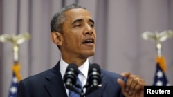 Президент США Барак Обама выступает в Американском университете в Вашингтоне 