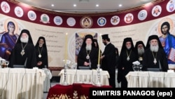 Patriarhul ecumenic Bartolomeu și șefii bisericilor ortodoxe la Marele Consuliu de la Eraklion, Creta, , 20 iunie 2016.