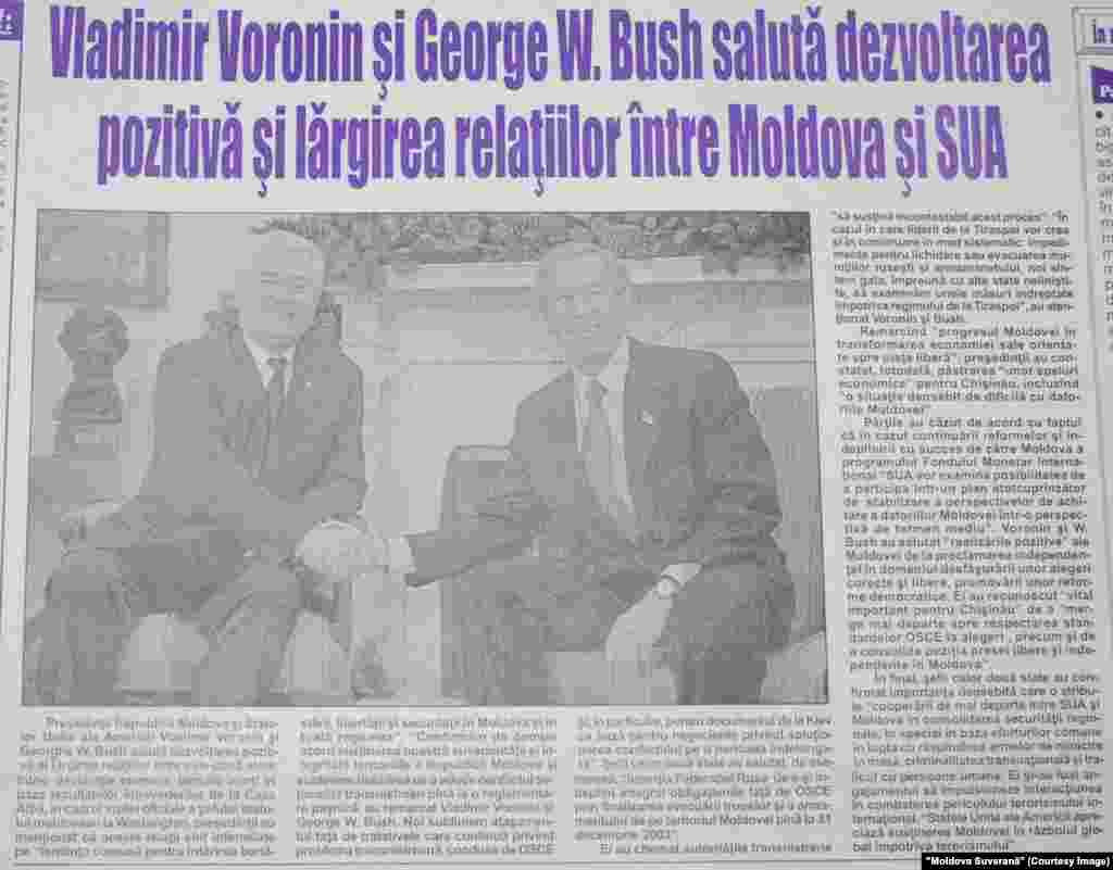 &quot;Moldova Suverană&quot;, 19 decembrie 2002, întalnire George W. Bush-Vladimir Voronin