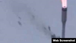 «Протон-М» зымыран тасығышының апатқа ұшыраған сәті. "Россия 24" телеарнасының видеосынан алынған скриншот. Байқоңыр, 2 шілде 2013 жыл. 