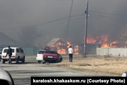Пожар в деревне Новокурск, Хакасия