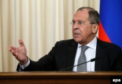 Sergej Lavrov u Moskvi 12. aprila 2017. na konferenciji za medije nakon susreta sa Tillersonom