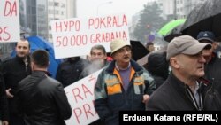 Jedan od protesta građana koji su uzeli kredite u švicarskim francima u BiH