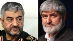 Iran's Revolutionary Guard commander Mohammad Ali Jafari (left) and Ali Motahari, a member of Iran's Parliament