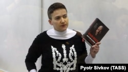 Nadia Savchenko attends a court hearing in Kyiv on March 29