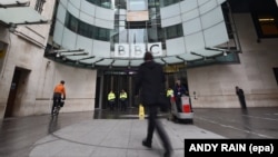 Imagine cu sediul BBC din centrul Londrei. 25 martie 2015.