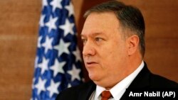 Secretarul de stat american, Mike Pompeo, la Universitatea americană din Cairo, Egipt. 10 ianuarie 2019.