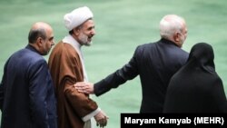 Iranian foreign minister Mohammad Javad Zarif defending his record during a parliament session in Tehran, on January 20, 2020.