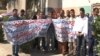 Iraqi journalists hold a protest over the killing killing of RFI journalist Mohammed Bdaiwi Owaid al-Shammari on March 23.