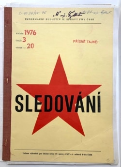 Čak i 1988. godine bilo je gotovo nemoguće da se troje ljudi okupe, a da ne govorim više, jer bi se odmah pojavilo nekoliko vozila tajne STB policije koja bi nas uhapsila. Nakon promena 1989. shvatili smo da smo na svakom koraku bili praćeni.' (Na fotorafiji jedan od dosjea o praćenju STB-a)