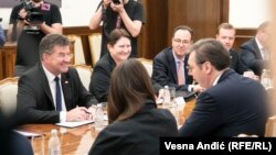 Takimi i Ministrit të Jashtëm të Sllovakisë, Miroslav Lajcak me presidentin e Serbisë, Aleksandar Vuçiq