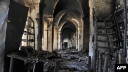 Siri -- Pjesa e djegur e xhamisë Umayyad në qytetin e vjetër Aleppo