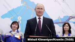 Președintele Vladimir Putin vorbind la o ceremonie la Sevastopol, în Crimeea, 18 martie 2019