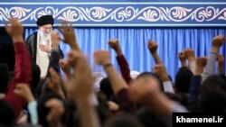 Ayatollah Ali Khamenei greets Iranian students, May 28, 2018.