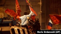 Pamje nga protestat e së dielës në Shkup 