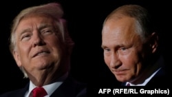 Президент США Дональд Трамп (л) і його російський колега Володимир Путін, фотоколаж