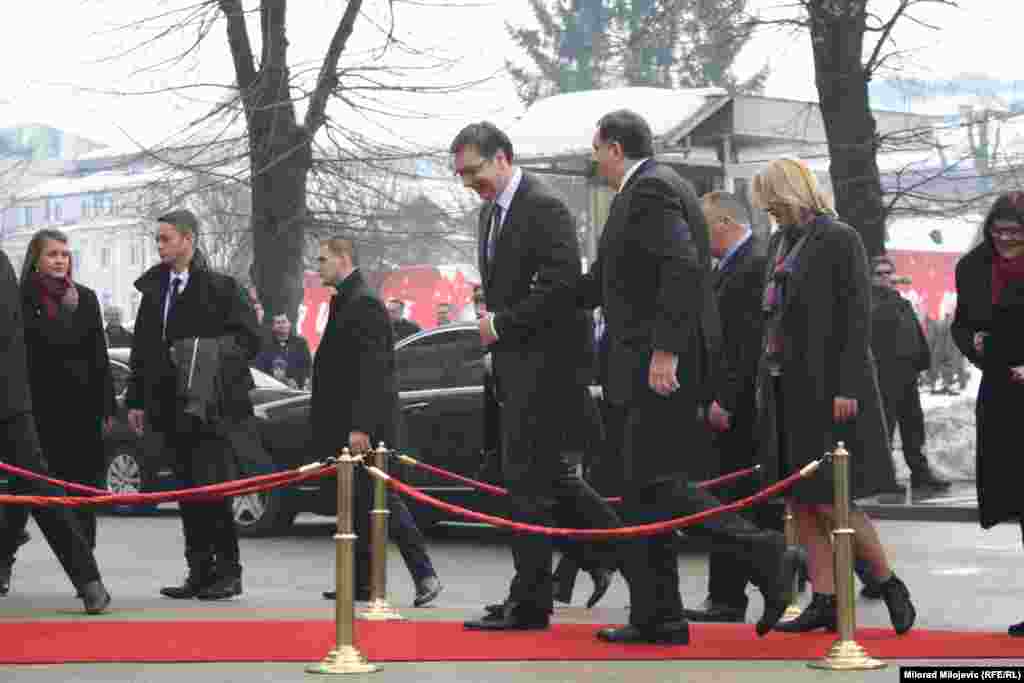 Aleksandar Vučić, Milorad Dodik i Željka Cvijanović (predsjednica Vlade RS)