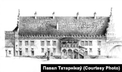 Выгляд каралеўскага палаца з боку двара пасьля рэканструкцыі, рэканструкцыя Паўла Татарнікава