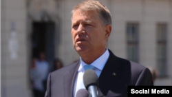 Romanian President Klaus Iohannis on June 23 tells a news conference in Sibiu he will seek reelection.