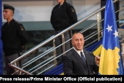 Kryeministri i Kosovës, Ramush Haradinaj gjatë fjalimit të tij në ceremoninë e transformimit të FSK-së në Ushtri