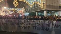 Sa protesta u Beogradu na dan usvajanja Zakona o slobodi vjeroispovjesti u Skupštini Crne Gore, 27. decembra 2019.