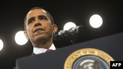 Presidenti Barak Obama gjatë adresimit të tij në Akademinë Ushtarake në Uest Point, 1 dhjetor 2009.
