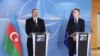Azerbaijani President, NATO Secretary General made press statements. (Ilham Aliyev and Jens Stoltenberg). Brussels. 23nov2017