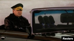 Russian Defense Minister Sergei Shoigu at a rehearsal for the Victory Day parade on Moscow's Red Square in May.