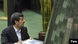 Iranian President Mahmud Ahmadinejad presents his proposed budget in parliament on January 24.