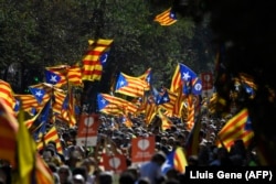 Митинг сторонников независимости Каталонии в Барселоне