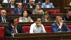 Armenia -- Deputies from the opposition Prosperous Armenia Party attend a parliament session in Yerevan, June 19, 2019.