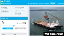 A screengrab from the website Marinetraffic.com listing the specifications of the Crimean ship Titan-2