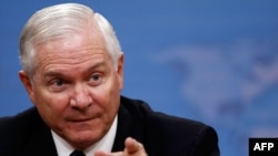 U.S.Defense Secretary Robert Gates answers a question during a press briefing at the Pentagon on September 17