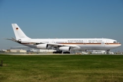 An Airbus A340 plane used by German Chancellor Angela Merkel in 2014.