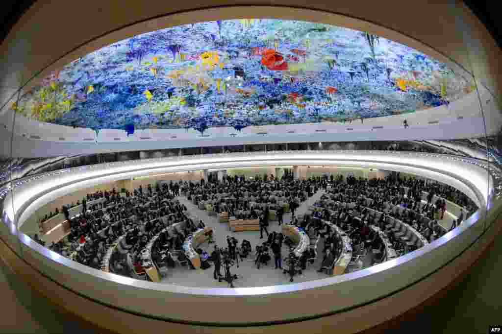 A general view at the opening day of the 22nd session of the United Nations Human Rights Council in Geneva. (AFP/Fabrice Coffrini)