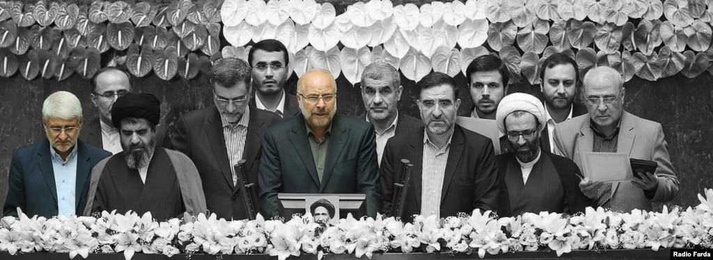محمدباقر قالیباف و محمدحسین فرهنگی در مراسم سوگند هیئت رئیسه مجلس