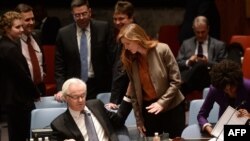 Амбасадорите на САД и на Русија Саманта Пауер и Виталиј Чуркин