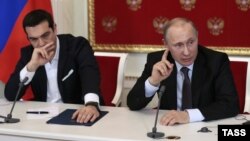 Грчкиот премиер Алексис Ципрас и рускиот претседател Владимир Путин. 