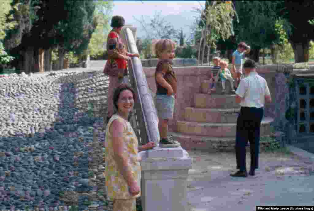 Marty Larson, pregnant with the family&#39;s second son, on an outing to a park near Jalalabad.&nbsp;