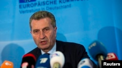 European Energy Commissioner Guenther Oettinger says talks will continue after seven hours of negotiations in Brussels. 